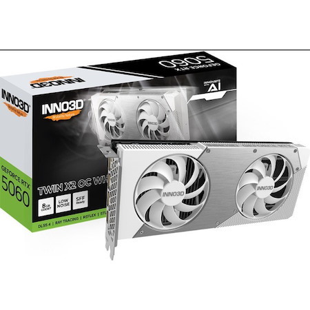 Inno3d nVidia GeForce RTX 5060 Twin X2 Oc White 8GB GDDR7 2527MHz Boost Clock, Ram 28Gbps, 3xDP, 1xHDMI