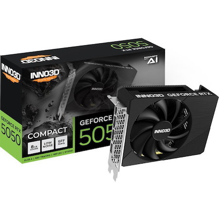 Inno3d nVidia GeForce RTX 5050 Compact 8G GDDR6, 2572MHz Boost Clock, RAM20Gbps, 3xDP+HDMI, 148X118X41MM (5050)