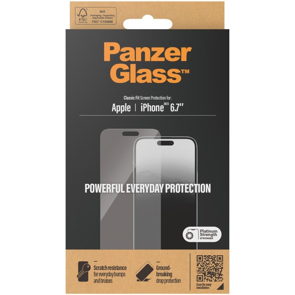 PanzerGlass Classic Fit Schermbescherming voor iPhone 15 Plus - Glashelder