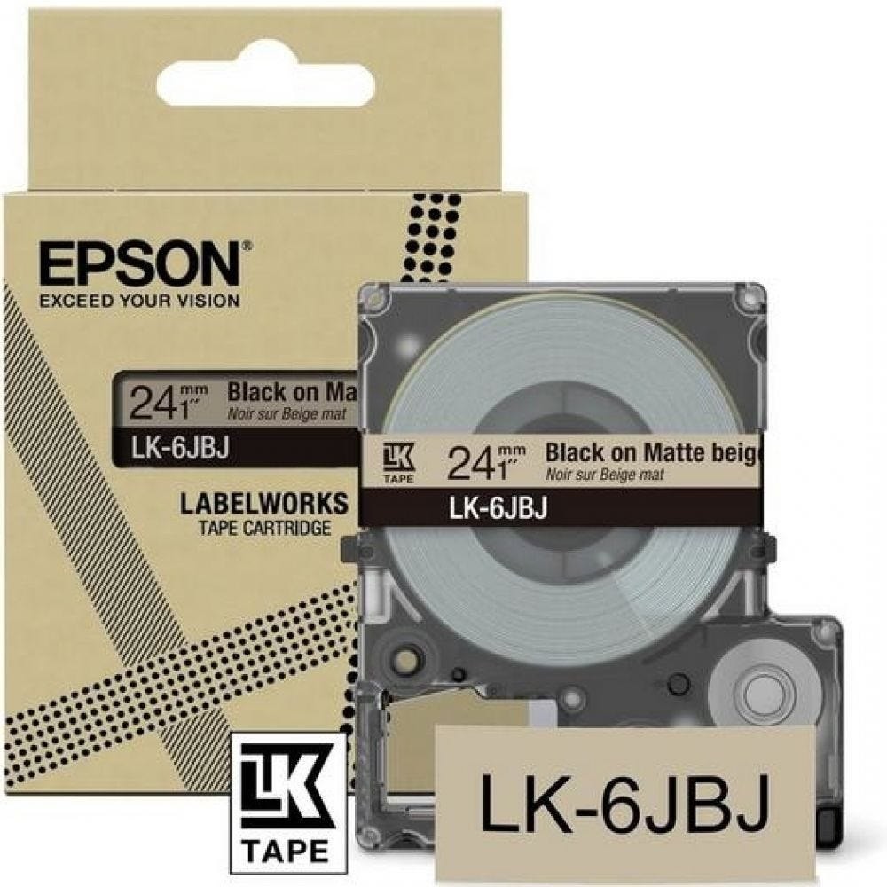 Epson LabelWorks LK-6JBJ - Zwart Op Mat Beige