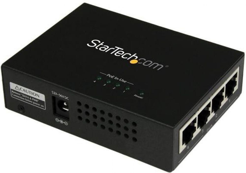 StarTech.com 4-Poorts Gigabit Midspan - PoE+ Injector