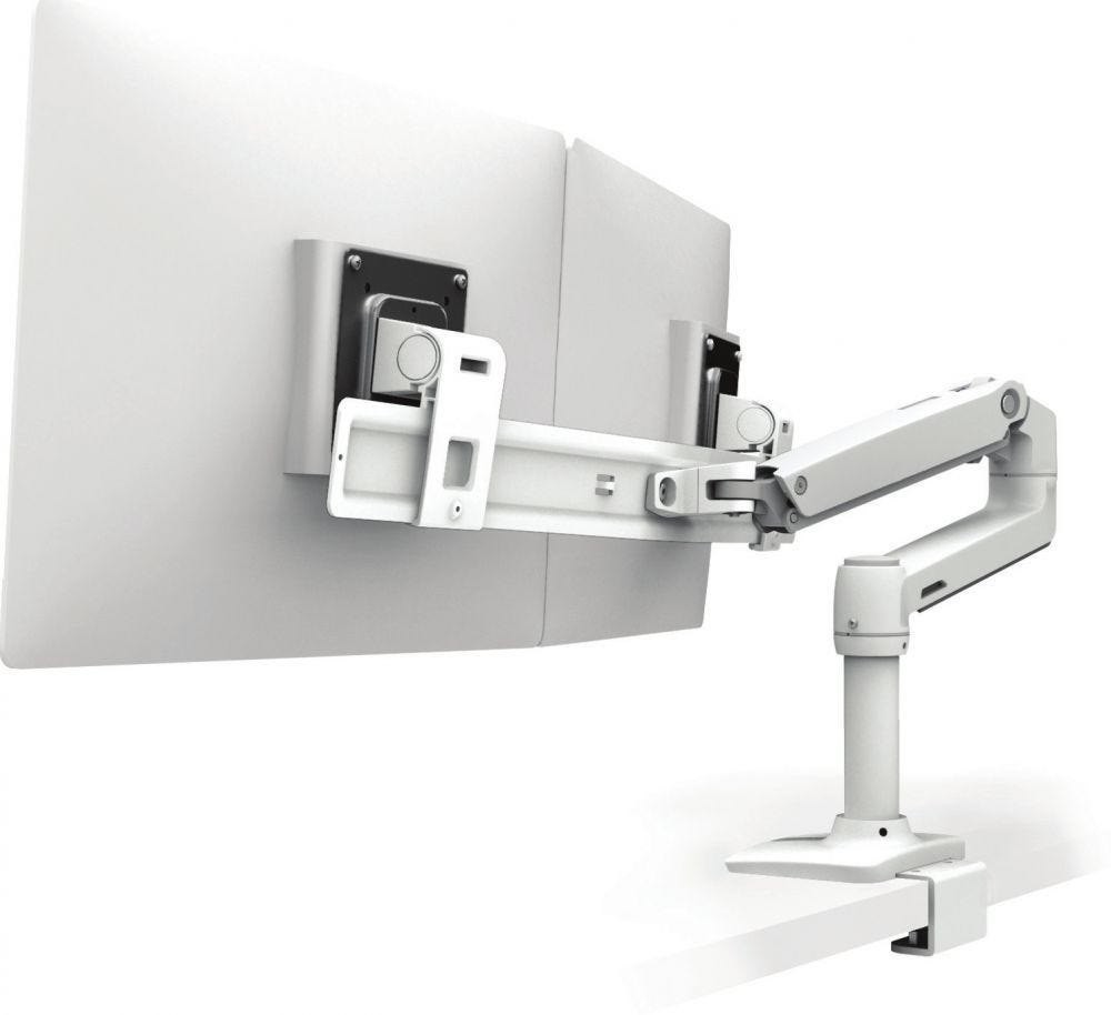 Ergotron LX Dual Direct - Bevestigingskit (Scharnierarm, Paal, 2 Draaiarmen, Bevestigingsboog Voor Dubbele Opstelling, Basis, C-Klem Voor Bovenmontage Laag Profiel)