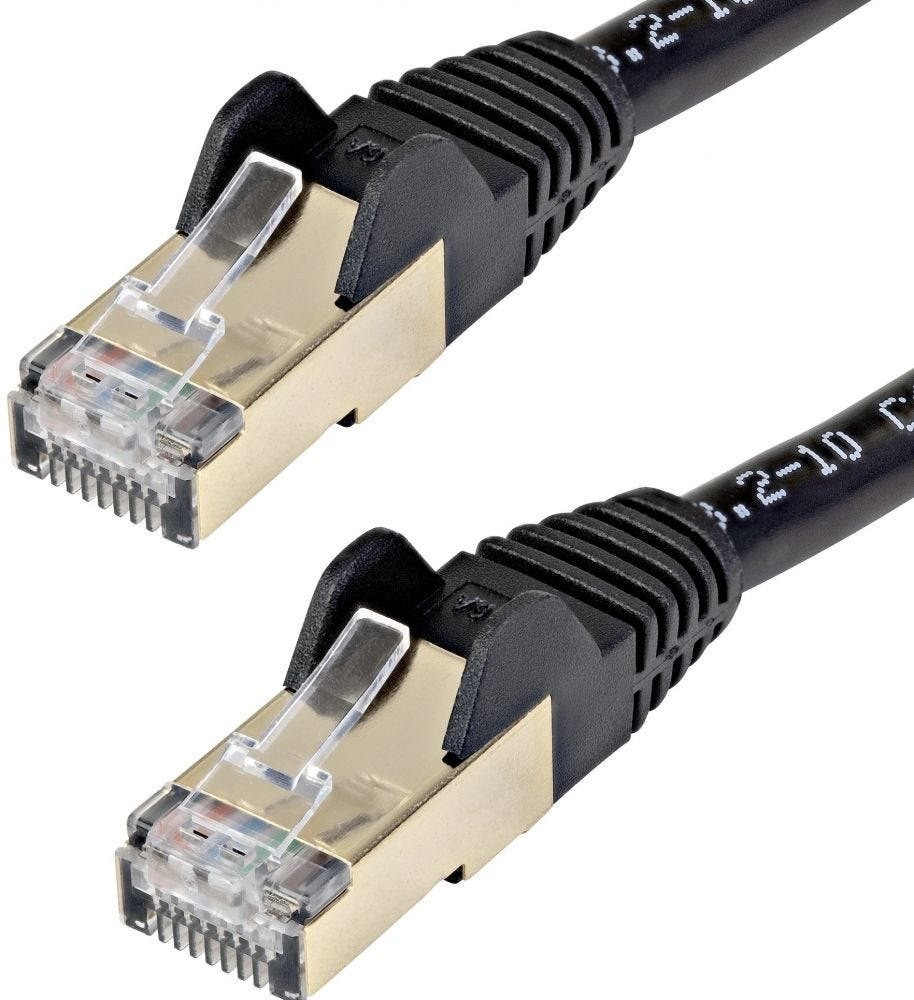 StarTech.com 7.5M Cat6a Ethernet Cable, 10 Gigabit Shielded Snagless RJ45 100W PoE Patch Cord, Cat 6A 10GbE STP Network Cable wStrain Relief, Black, Fluke TestedUL Certified WiringTIA - Category 6A