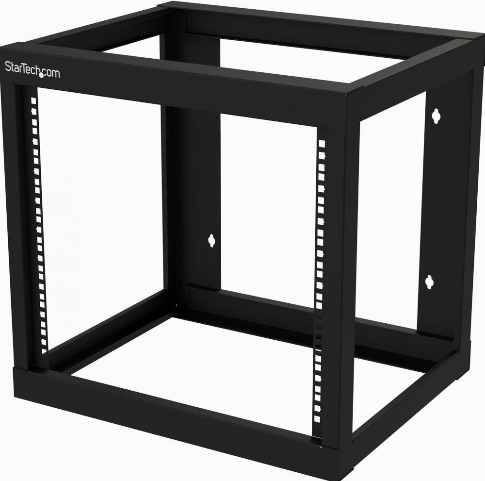 StarTech.com 9U 19" Wall Mount Network Rack 17" Deep 2 Post Open Frame For Server RoomDataAVITCommunicationComputer EquipmentPatch Panel W Cage NutsScrews HookLoop 175LB Capacity - Wallmount Server Ra