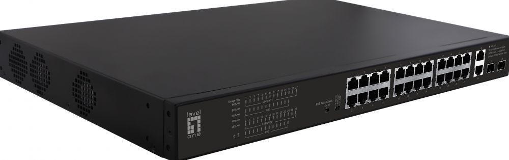 Level One LevelOne Switch 28X Fe FGP-2831 2xGE 2xGSFP 390W 802.3xPoE