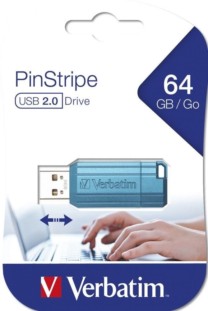 Verbatim PinStripe 64 GB Blauw - USB-flashstation