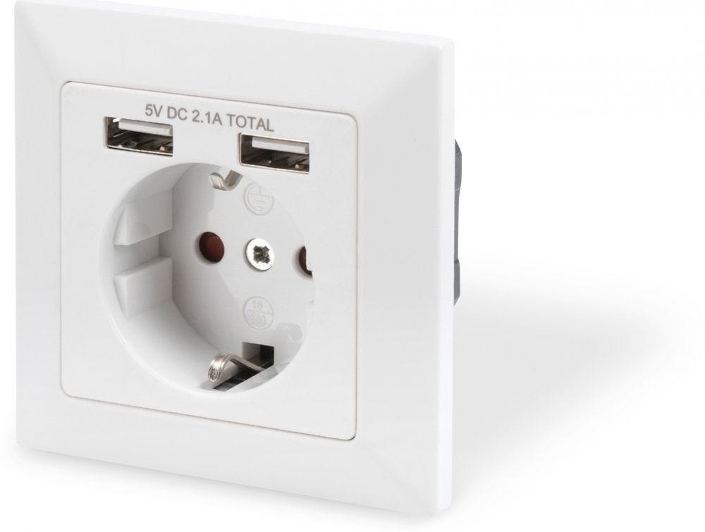 Digitus Socket With 2 Usb Ports - Netspanningsadapter (Stroom, 2 X Usb)