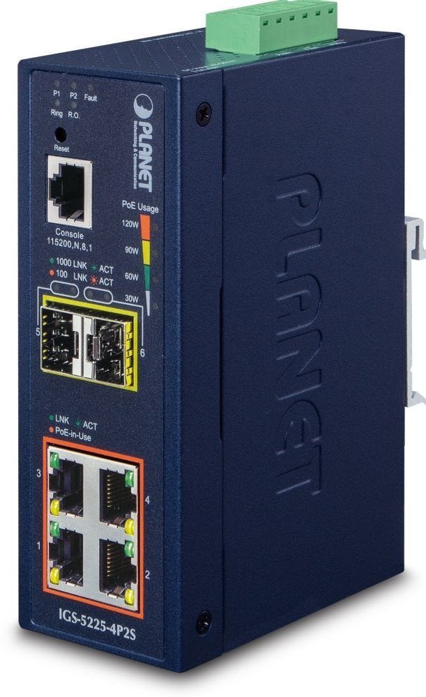 Planet Industrial L2+ 4-Port 1000T 802.3At PoE + 2-Port SFP