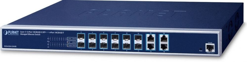 Planet 12-Port 10G SFP+ + 4-Port 10Ge Switch XGS-6320-12X4TR