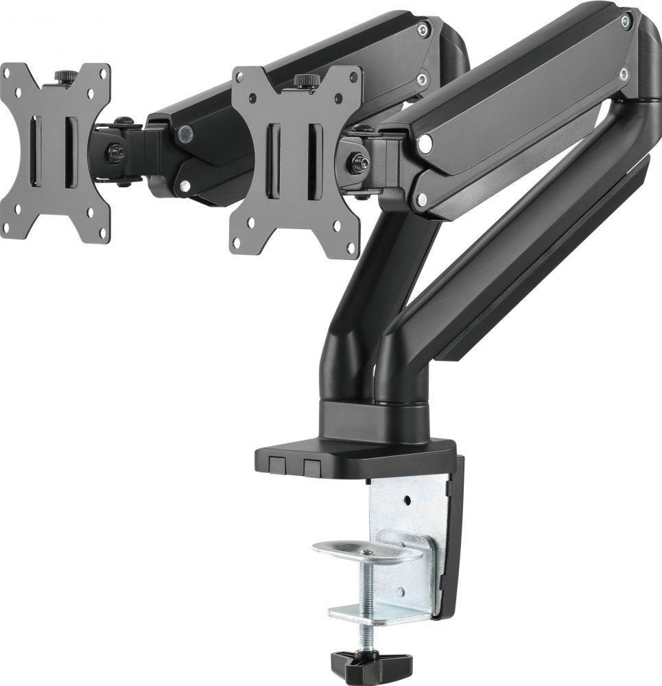 Deltaco De Arm-0351 Heeft Kortere Armen Die Zijn Ontworpen Om Perfect Te Werken In Kleine Werkruimten. De Meeste Grotere Beugels Kunnen Niet Met Dubbele Schermen Een Even Naadloze Look Geven Vanwege H