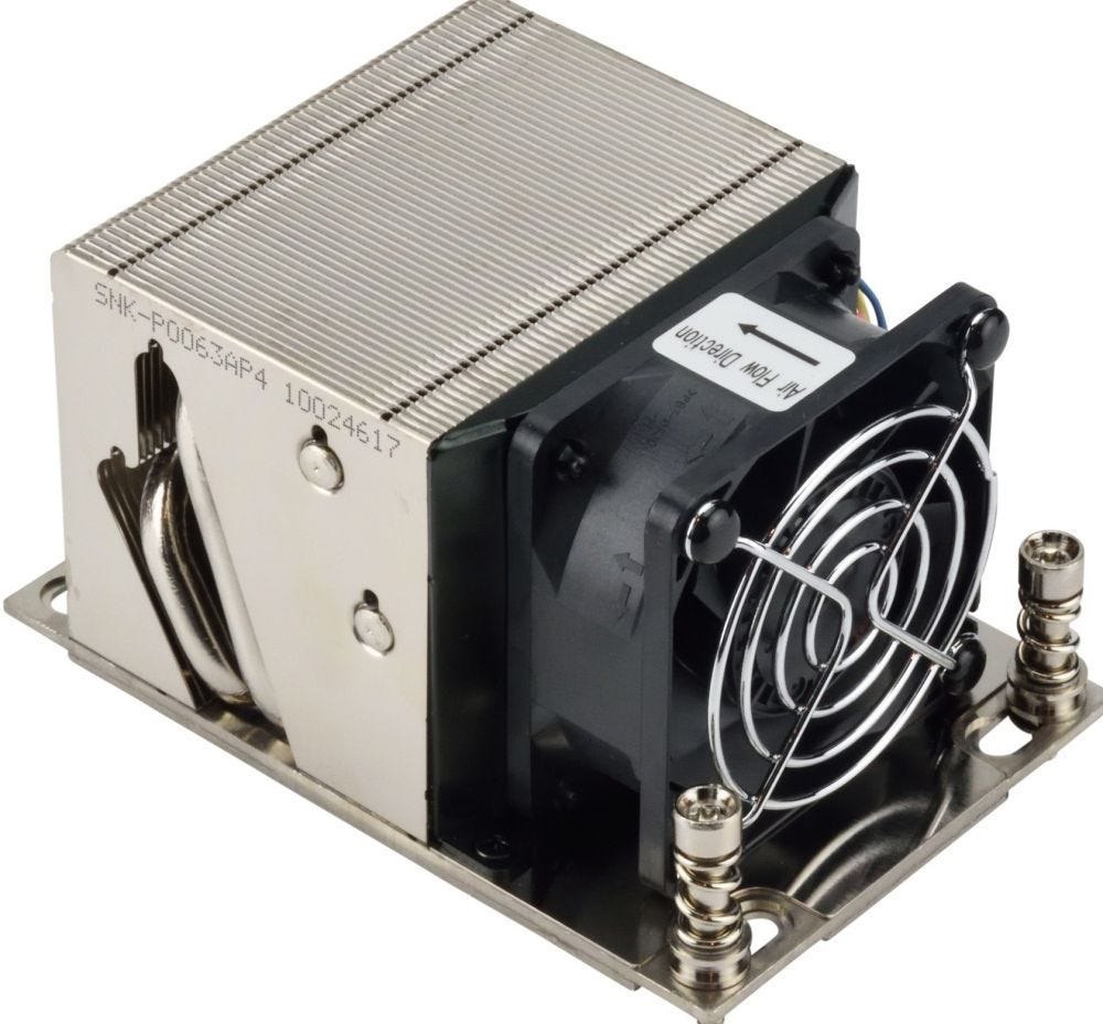 Supermicro Snk-P0063ap4 - Koeler Voor Processor- 2U Actief – 60MM PWM Ventilator – 8400 RPM – 52 DB – Tot 180W TDP – Socket SP3 – Compatibel Met Amd Epyc 7000-Serie – H11/H12 Moederborden