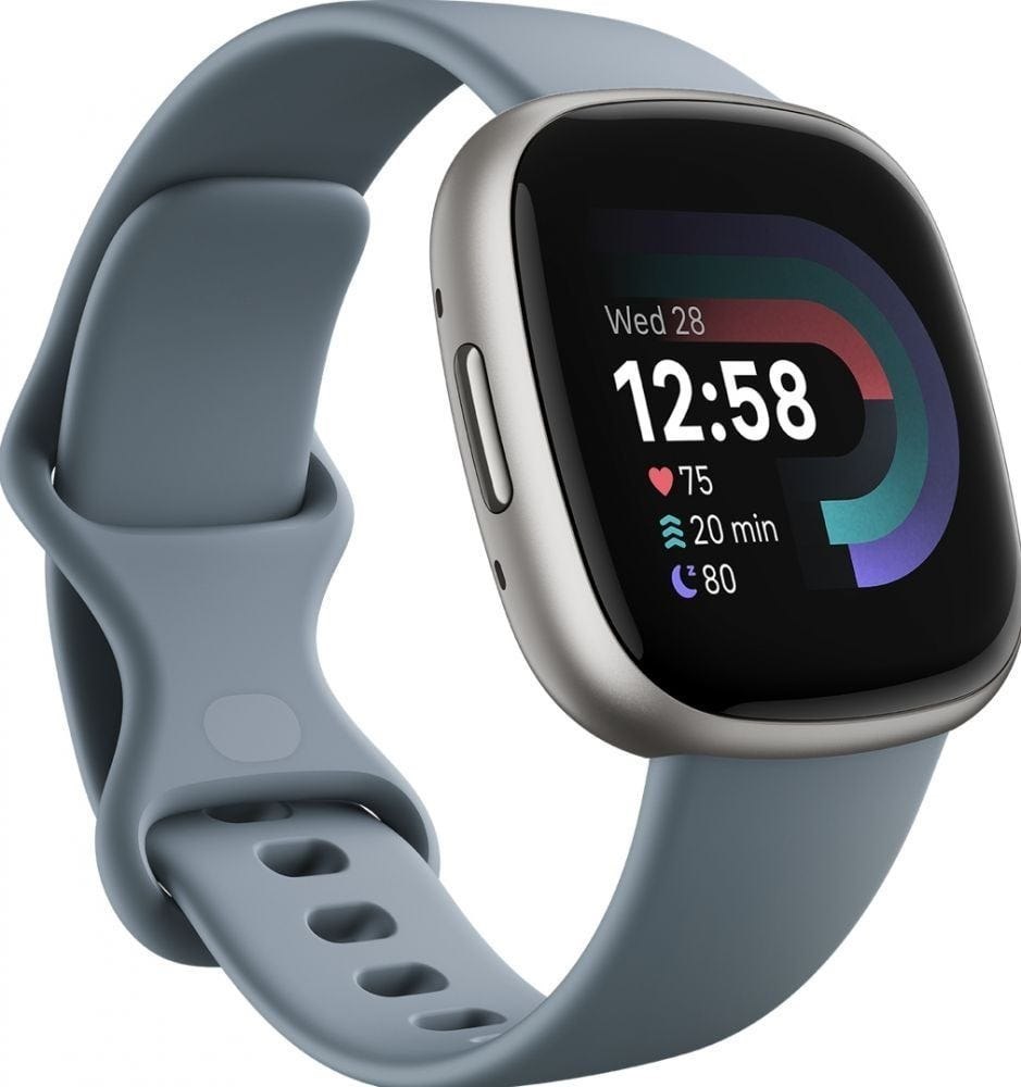 Fitbit Versa 4 Zilver/Blauw - Smartwatch