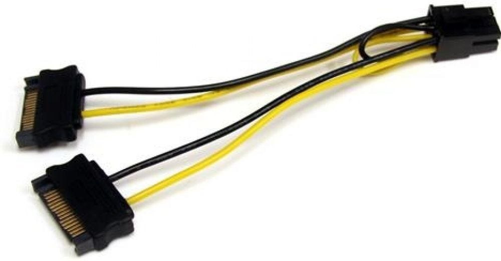 StarTech.com 15CM Sata Voeding Naar 6-Pins Pci Express Videokaart Voeding Verloopkabel - Voedingskabel