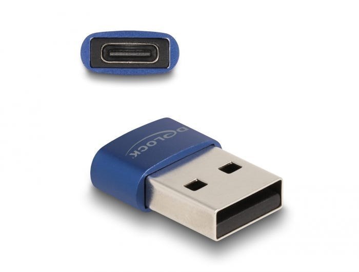 Delock Usb2.0 Ada Usb Type-A Stekker Zu Usb Type-C Bu Blauw