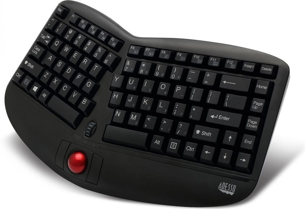 Adesso Wkb-3150Ub - Wireless Ergonomic Trackball Keyboard