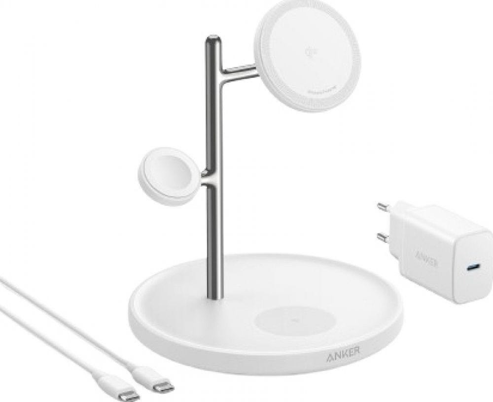 Anker MagGo Magnetic Wireless Charger 15W 3-In-1 Stand White Eu Plug