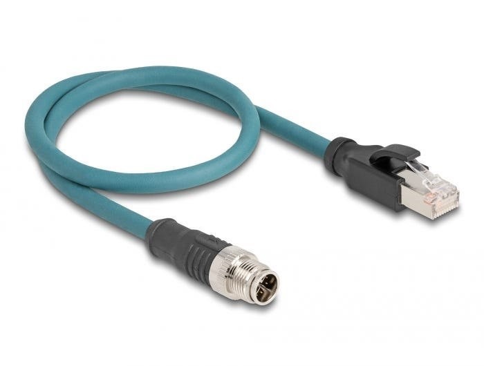 Delock M12 Adapterkabel X-Kodiert 8 Pin ST Zu RJ45,ST 50 CM