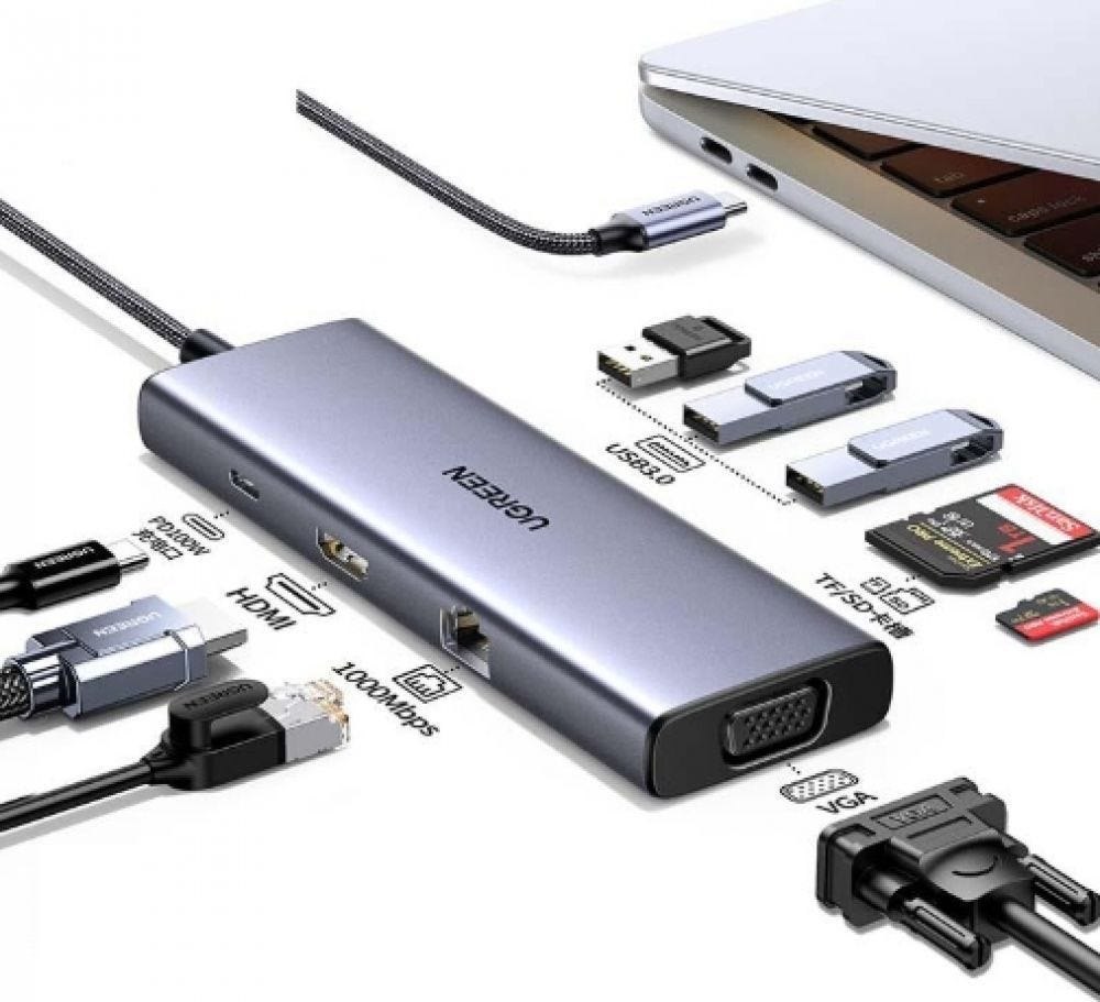 Ugreen 9 In 1 Usb C Multifunctional Docking Station Meerdere Aansluitmogelijkheden NBSP Deze Docking Station Heeft Een Verscheidenheid Aan Poorten Waaronder 4K Hdmi Vga 3 Usb 3 0 A Gigabit Ethernet En