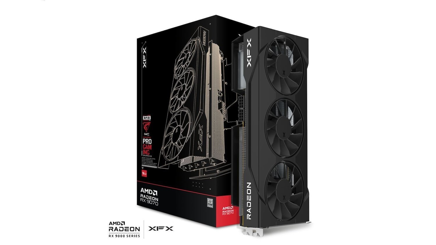 XFX RX 9070 Swift Oc Triple Fan - videokaart - AMD Radeon RX 9070 - 16GB GDDR6 - PCI‑Express 5.0 - 3× DisplayPort 2.1 - 1× HDMI 2.1