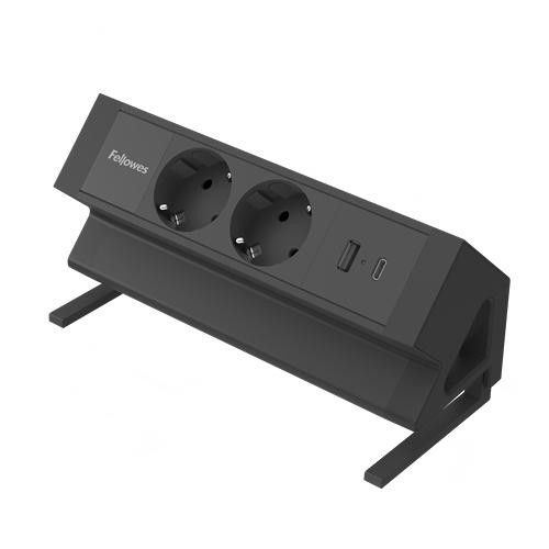 Fellowes Strommodul Schreibtisch 2xSteckdose,USB-A,USB-C SCH
