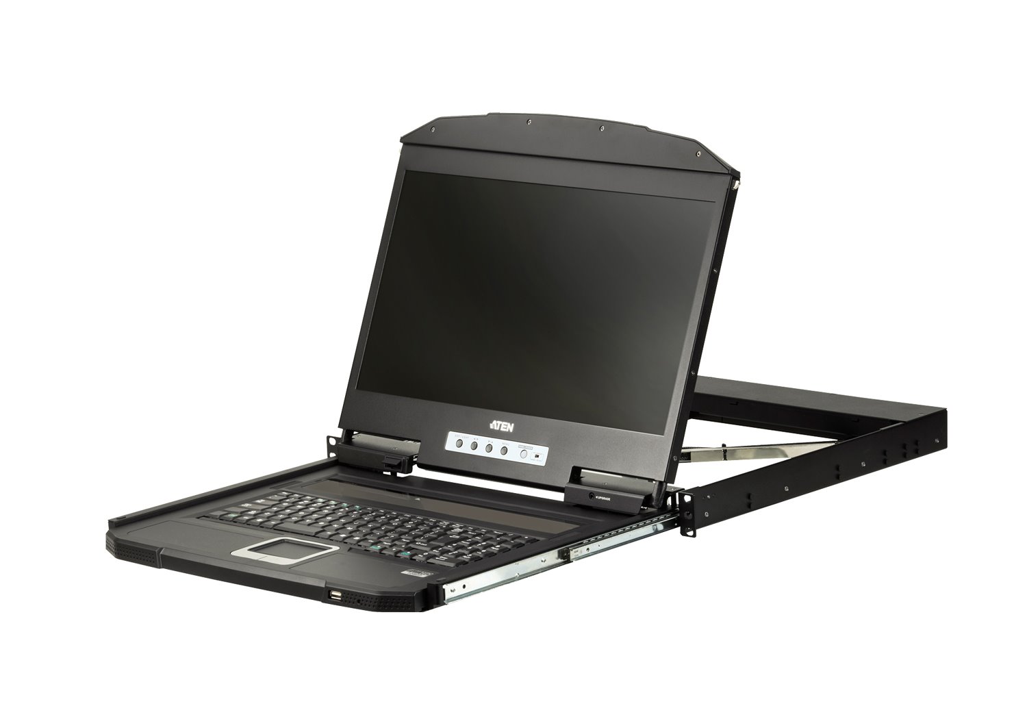 Aten 18.5' Short Depth Vga Single Rail LCD Console, Can Be Mounted Up To A Depth Of 42CM To 72CM And LCD Panel With 1366 X 768 Resolution