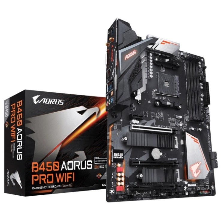 Gigabyte B450 Aorus Pro Wifi Amd Ryzen Gen3 Am4 Atx Motherboard 4xDDR4 4xPCIE 2xM.2 Dvi Hdmi Raid Intel GbE Lan 6xSATA 1xUSB-C 7xUSB3.1 RGB Bluetooth