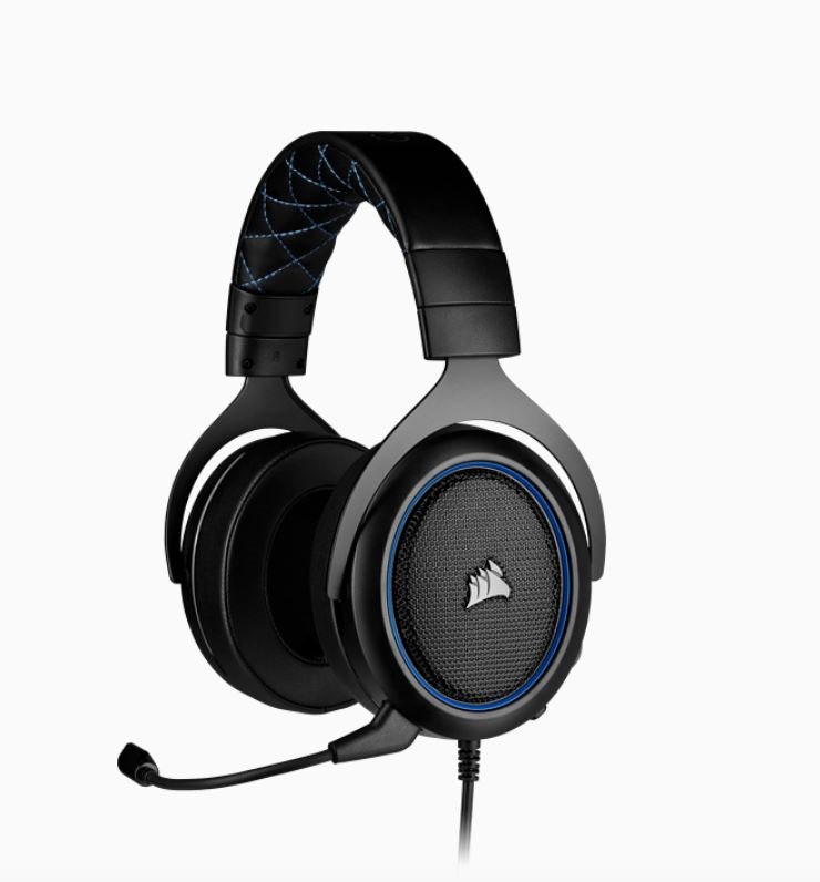 Corsair HS50 Pro Blue Stereo Gaming Headset, 50MM Neodymium Speaker, Optimized Unidirectional Microphone, Discord Certified