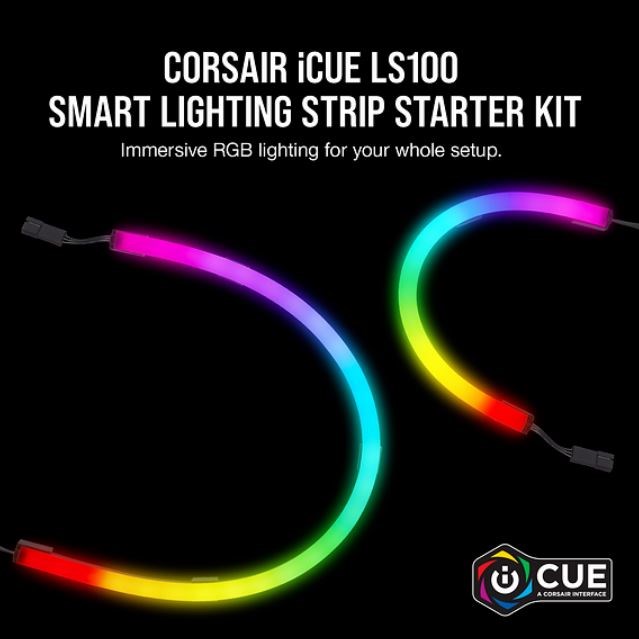 Corsair Icue LS100 Smart Lighting Strip Starter Kit. 1X Controller, 2X 250MM And 2X 450MM Addressable Led. Icue Software. 2 Years Warranty.