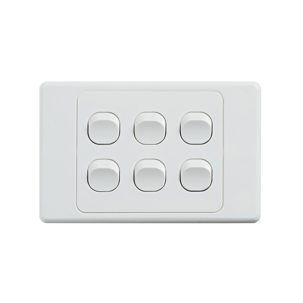 4Cabling 4C | Ultima 6 Gang Switch 250V 16Ax - Horizontal