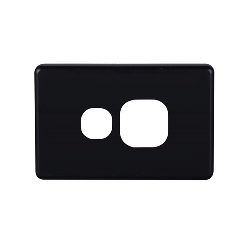 4Cabling 4C | Classic Single Power Point Cover Plate - Horizontal - Black