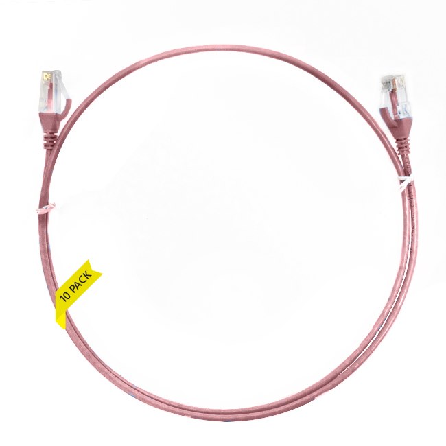 4Cabling 3M Cat 6 Ultra Thin LSZH Pack Of 10 Ethernet Network Cable. Pink