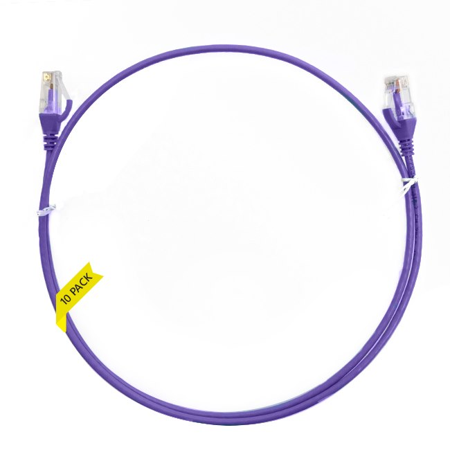 4Cabling 2.5M Cat 6 Ultra Thin LSZH Pack Of 10 Ethernet Network Cable. Purple