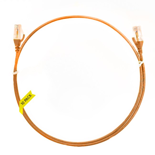 4Cabling 2.5M Cat 6 Ultra Thin LSZH Pack Of 10 Ethernet Network Cable. Orange