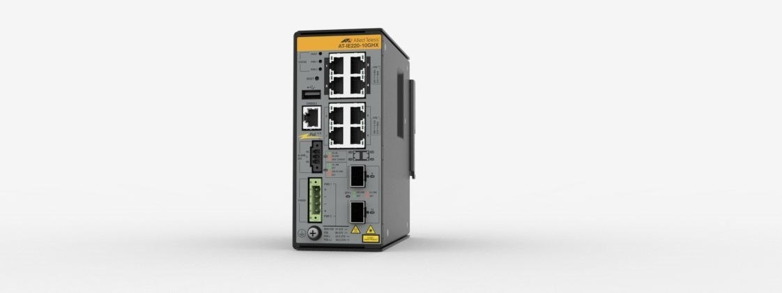 Allied Telesis | At-Ie220-10Ghx-80 | 8X 10/100/1000T, 2X 1G/10G SFP+ Industrial Ethernet, Layer 2+ Switch PoE++ Support