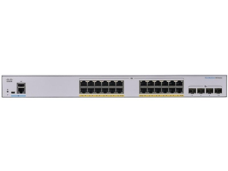 Cisco CBS250-24FP-4G Smart 24 Port Ge, Full PoE, 4x1GB SFP L3 Rackmountable Switch