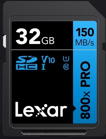 Lexar High-Performance 800X Pro 32GB SDHC™ SDXC™ Uhs-I Card Blue Series Read Speed Up To 150MB/s Shoot High-Quality Images And Stunning 1080P Full-HD