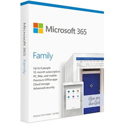 Microsoft 365 Family, Retail Box - 1 Year Subscription