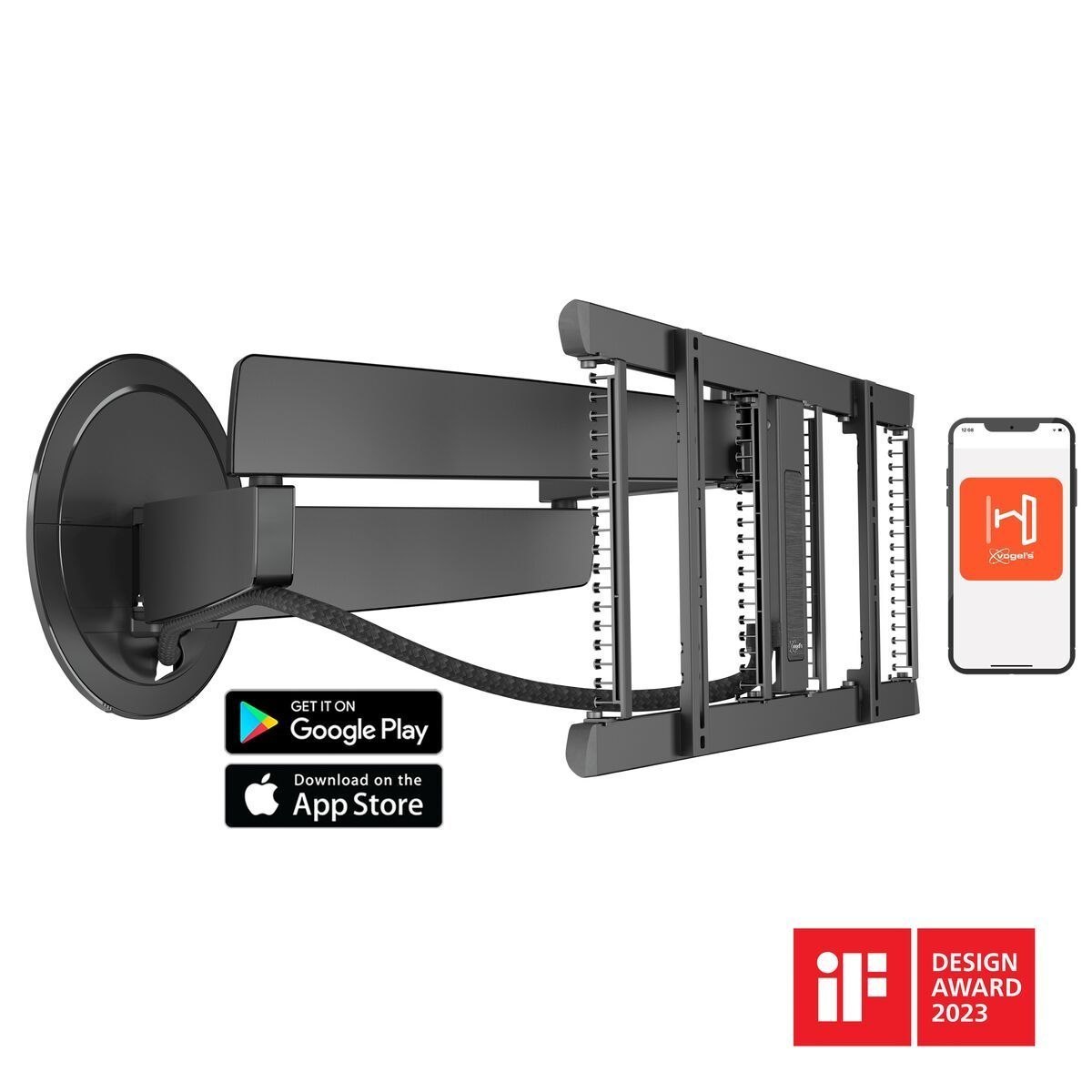 Vogel's TVM7675B Medium/Large Black Motorised TV Wall Mount 40-77 Max 35KG Vesa Up To 600X400MM
