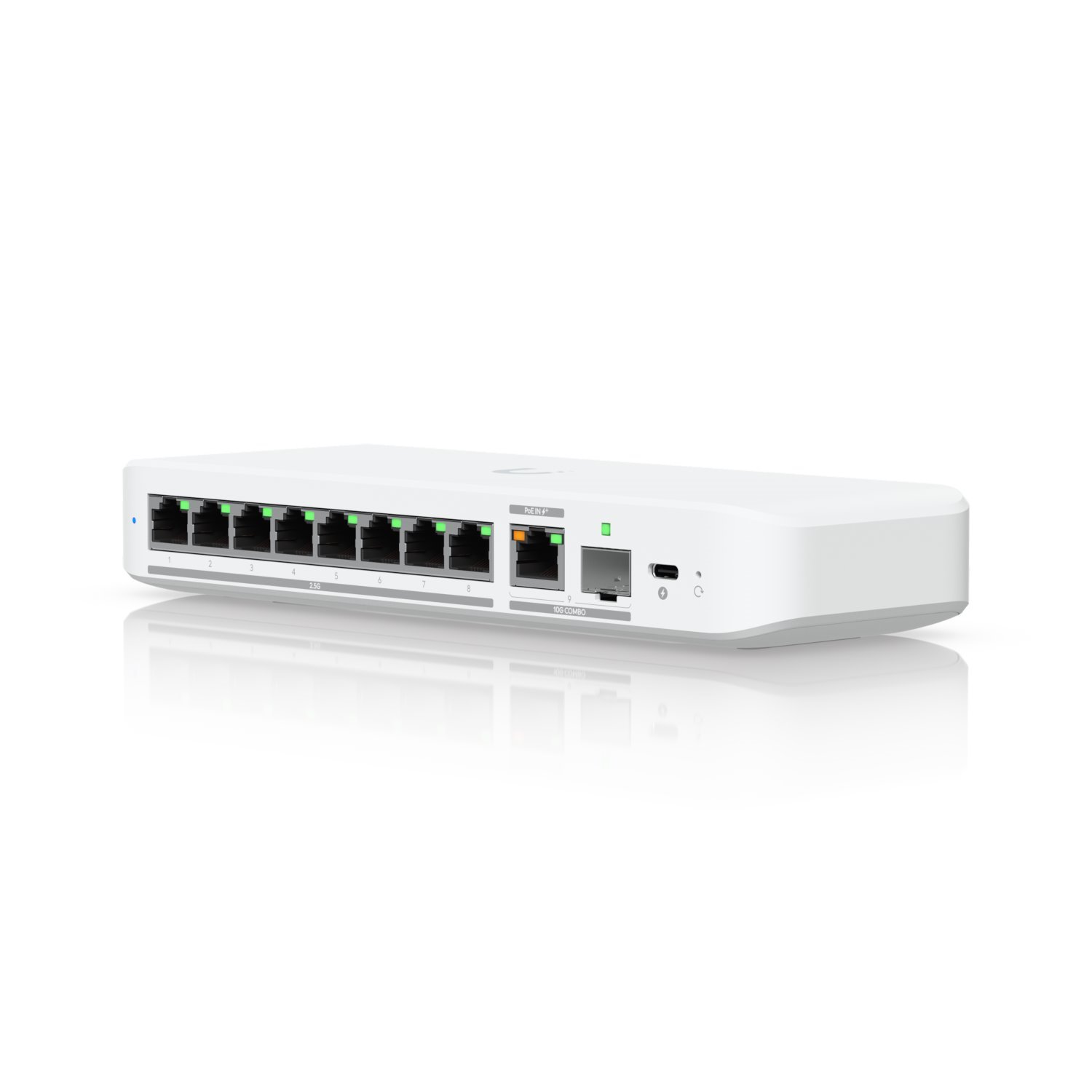 Ubiquiti | USW-Flex-2.5G-8 | UniFi Compact 8 Port Gigabit Desktop Switch, 8 X 2.5G Ports, 1 X 10G PoE+ Input Port For Power / SFP+ Port Combo