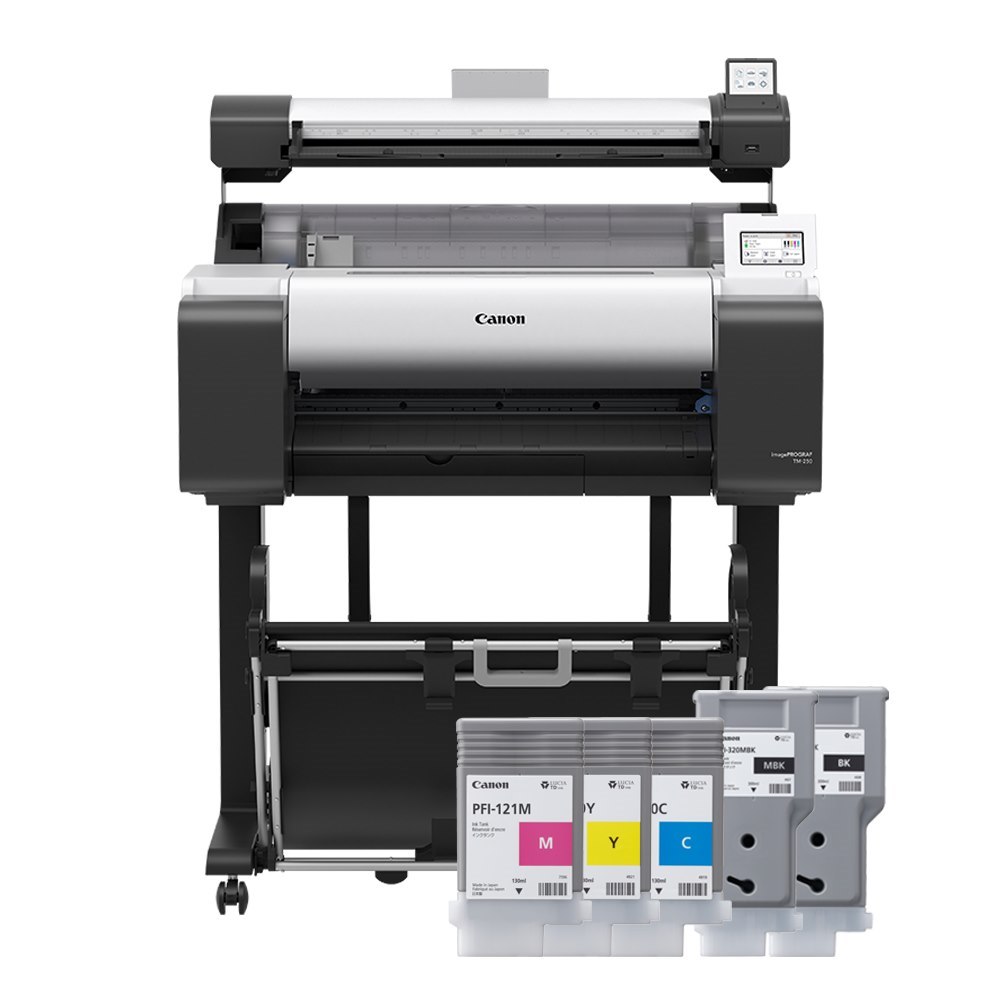 Canon Ipf TM-250 24 Large Format Printer W/ Stand & Scanner & Inks BDL