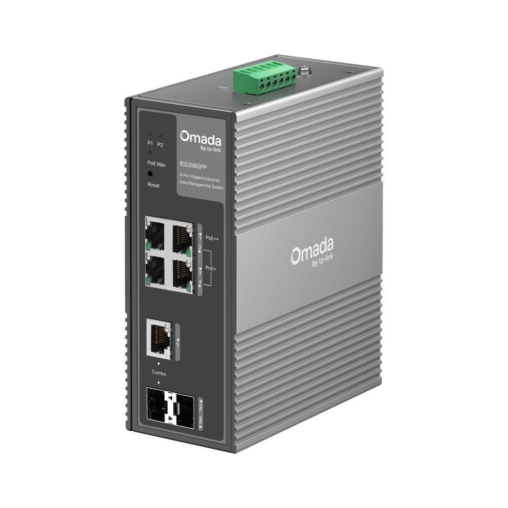TP-Link | Ies206gpp | Omada 6 Port Gigabit Industrial Easy Managed Switch With 3 Port PoE+ And 1 Port PoE++