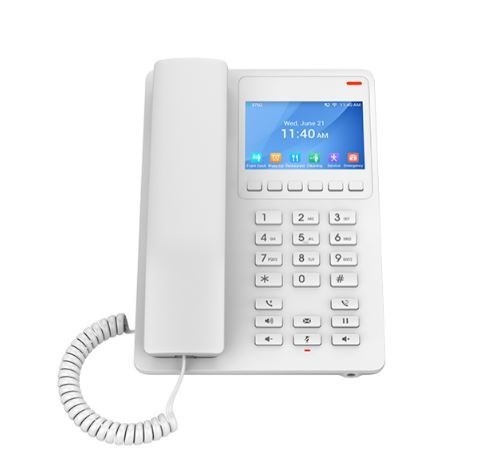 Grandstream GHP630W Desktop Hotel Phone, 3.5' Color LCD, PoE, Dual-Band WiFi 6, White