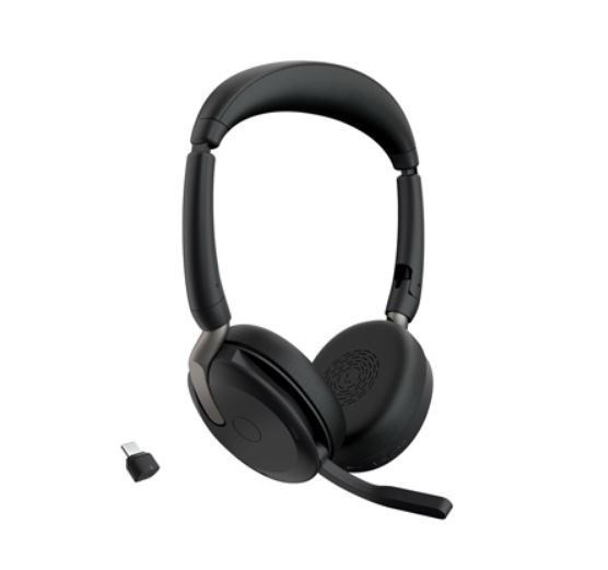Jabra Evolve2 65 Flex MS Teams, Stereo Bluetooth Headset, Link380c Usb-C Dongle, Foldable Design, 2Yr Warranty Anc, 20 Hours Battery Life, 30M Range