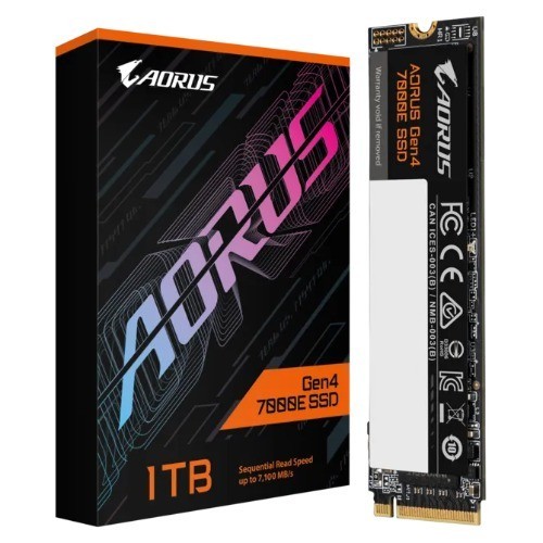 Gigabyte Aorus Gen4 7000E SSD 1000GB PCI-Express 4.0X4, NVMe 1.4, Sequential Read ~7100 MB/s, Sequential Write ~6100 MB/s
