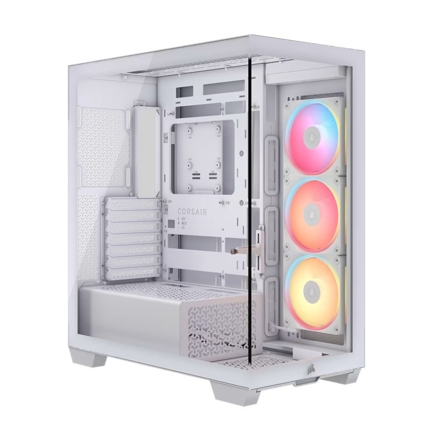 Corsair 3500X LX-R RGB Icue Link Mid-Tower PC Case - White, E-Atx, Side 360MM Rad, Glass Panels, Usb-C, RS Argb Fans, 425MM Gpu, Icue Link Ready