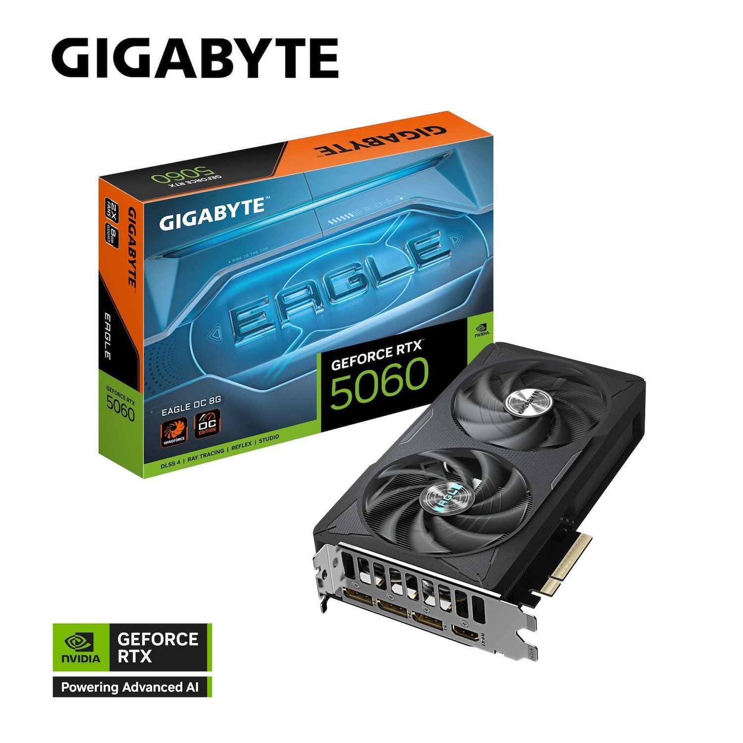 Gigabyte GeForce RTX™ 5060 Eagle Oc 8G, 2550 MHz, Cuda 3840, 28 GBPS, GDDR7, 128 Bit, Pci-E 5.0, Psu 450W, DisplayPort 2.1B *3 Hdmi 2.1B X1