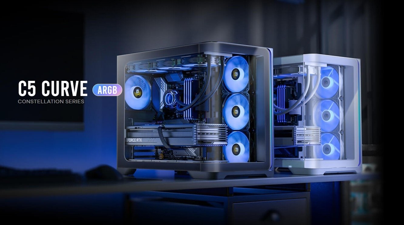 Antec C5 Curve Argb Atx Matx, Dual Chamber, 4X Perfromance PWM Argb Fans, 4MM TG, Usb Type-C 3.2 Gen 2 X 1, Mid Tower Black Case