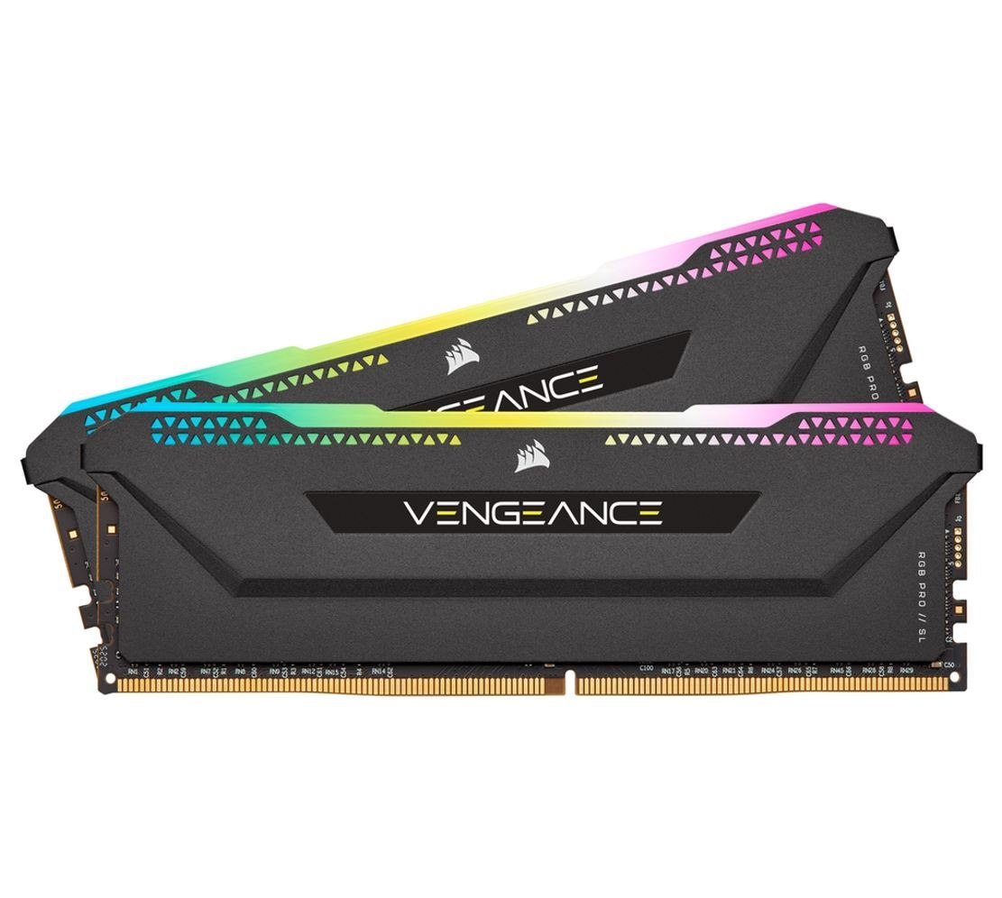 Corsair DDR4, 3200MHz 32GB 2x16GB Dimm, Unbuffered, 16-20-20-38, XMP 2.0, Vengeance RGB Pro SL Black Heatspreader, RGB Led, 1.35V, For Amd Ryzen