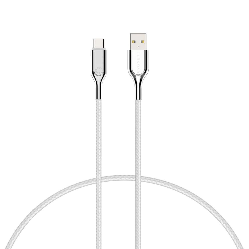 Cygnett Usb-C To Usb-A (Usb 2.0) Cable (1M) - White (Cy2697pcusa), Supports 3A/60W Fast Charging, 480Mbps Transfer Speeds, Double Braided Nylon Cable