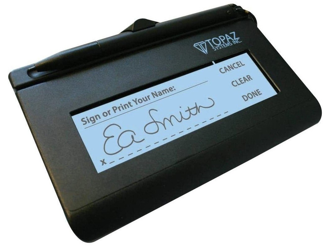 Tech Data Topaz TDSourcing SigLite LCD 1X5 T-LBK460-HSB-R - Signature Terminal W/ LCD Display - 4.4 X 1.3 In - Wired - Usb